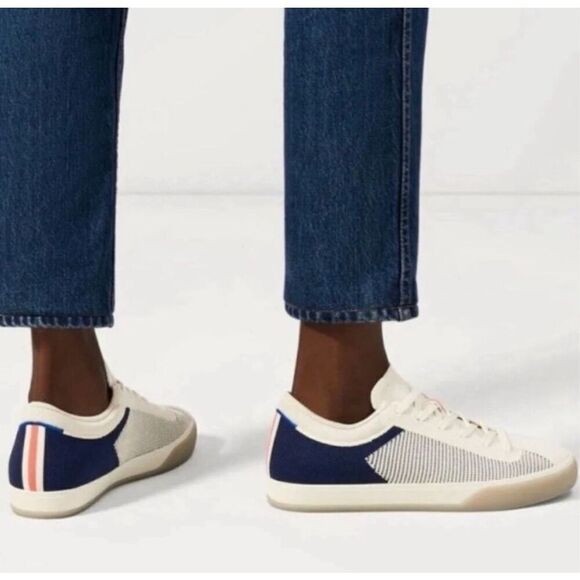 Rothy's Shoes - Rothy's The Lace Up Sneaker Classic Navy Off White Cream Stripe size 9